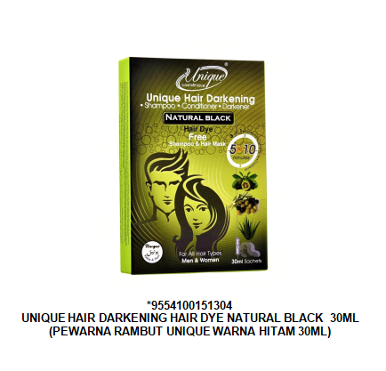 Unique Hair Darkening Hair Dye (Natural Black) 30Ml